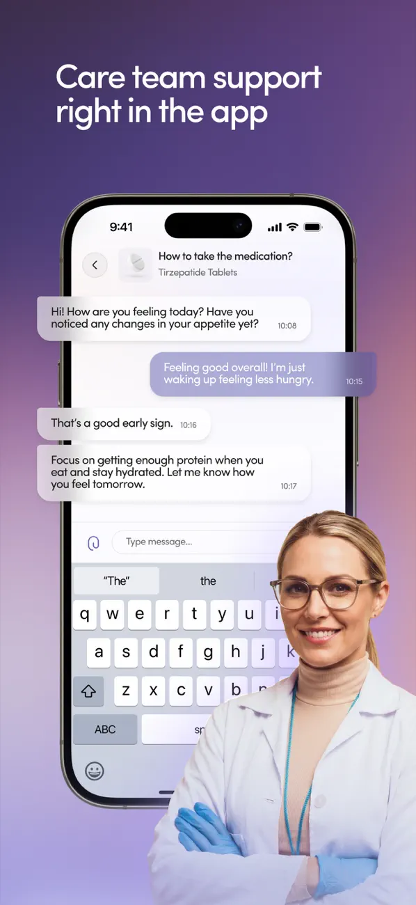 Care team chat inside the app