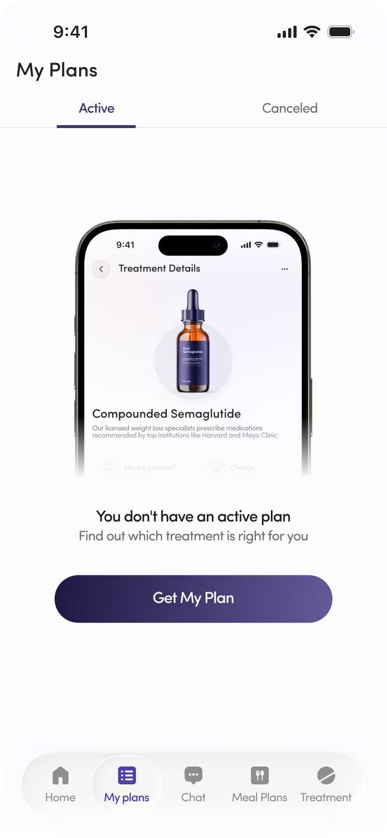 Treatment plan and Get My Plan step